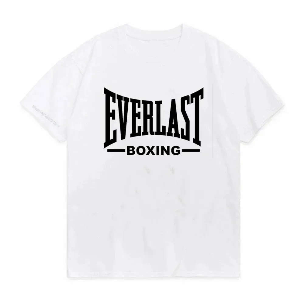 الصيف القطن تي شيرت س طوق EVERLAST الملاكمة طباعة الصيف Harajuku الشارع الشهير العصرية تي شيرت رجالي