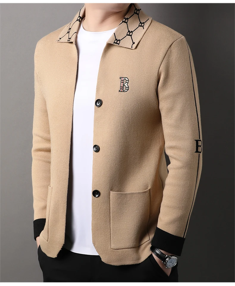 

Новая осенняя коллекция для людей молодежи и среднего возраста в 2025 году: повседневный кардиган с откидным воротником, вязаный свитер, кардиган, пальто