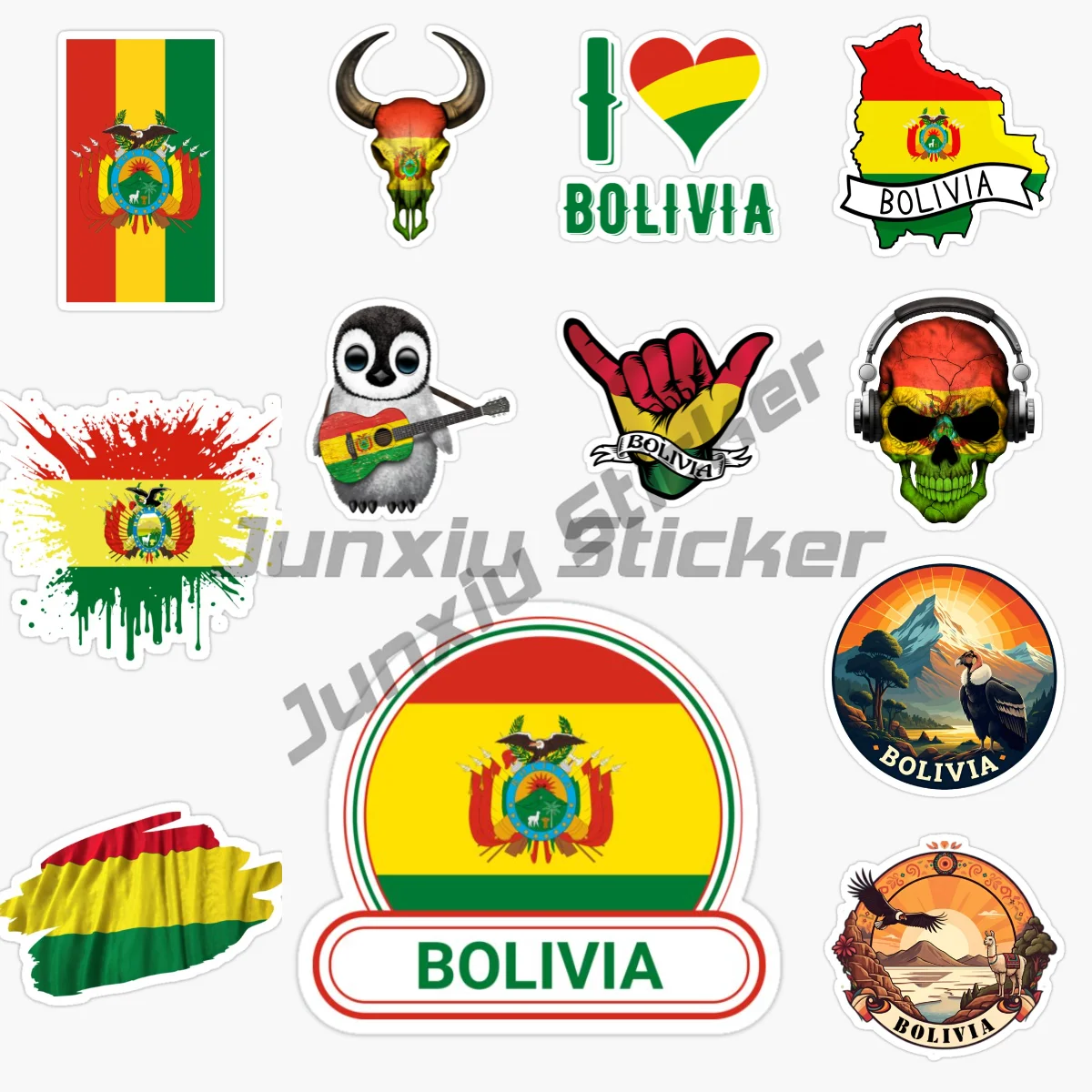 

BOLIVIA Flag Weatherproof High-Quality Decals for Laptop Book Fridge Guitar Vinyl Self-adhesive PVC Decals Can Be Customized