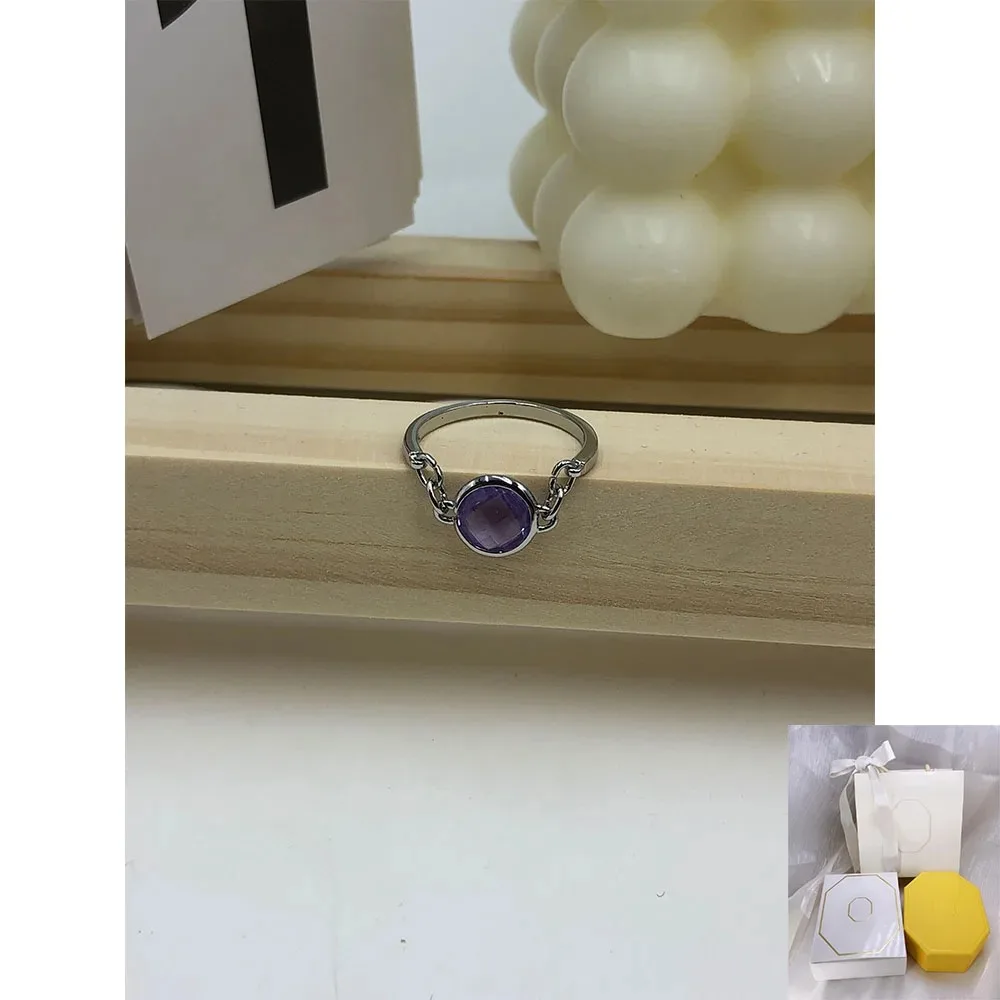 أزياء جديدة رائجة البيع قطع دائرية كريستال أرجواني تصميم بسيط خاتم هدية عيد رومانسية راقية