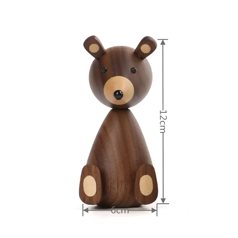 E2 Denmark Wooden Brown Bear Home Decor Items Figurines Nordic Design Room Decoration Home Decor Offices Gift Crafts Family Toys