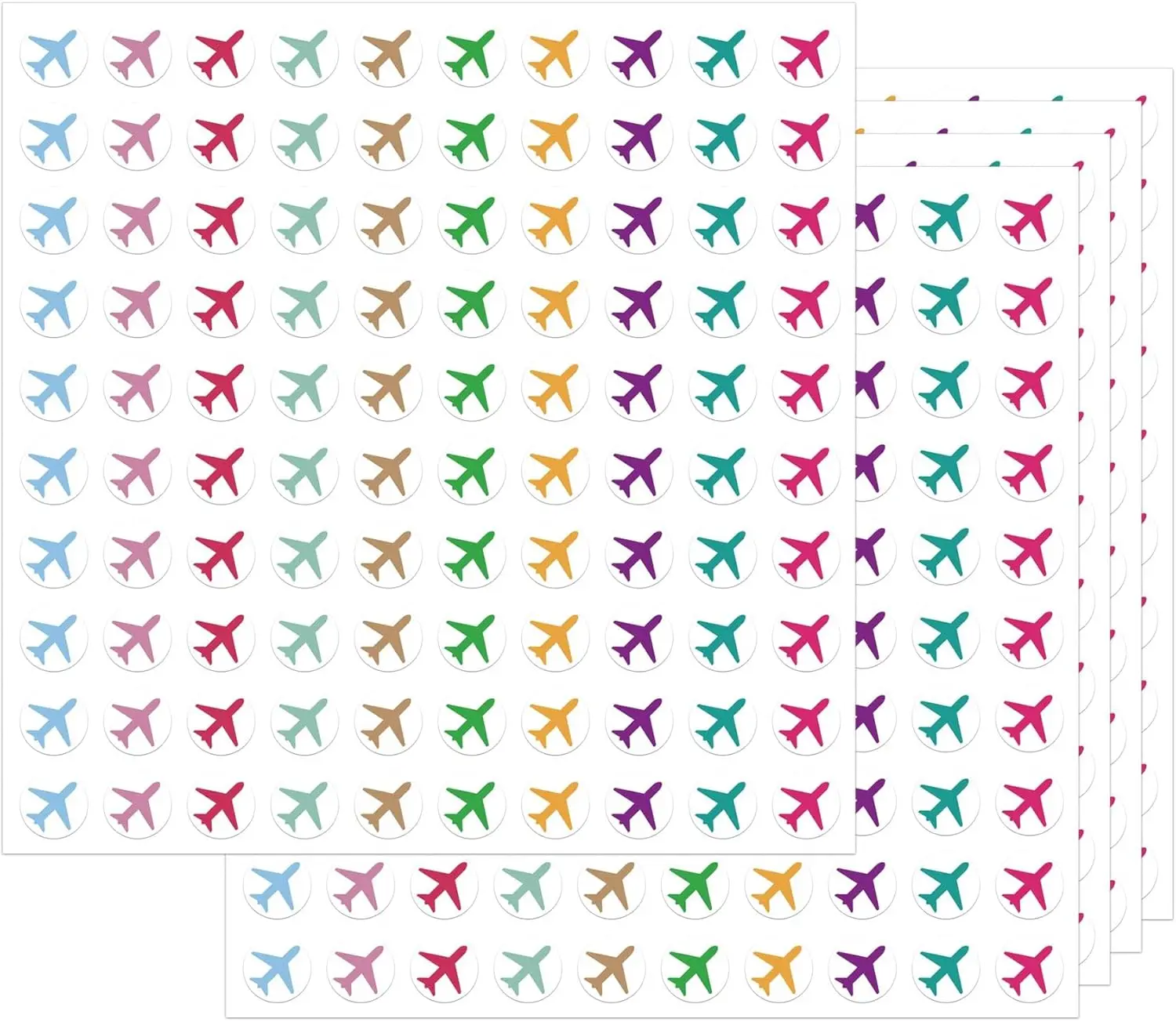 

500 Colorful Travel The Map Airplanes Mini Stickers - Small 1/2 Inch Travel Airplane Planner Stickers Marking Location Stickers