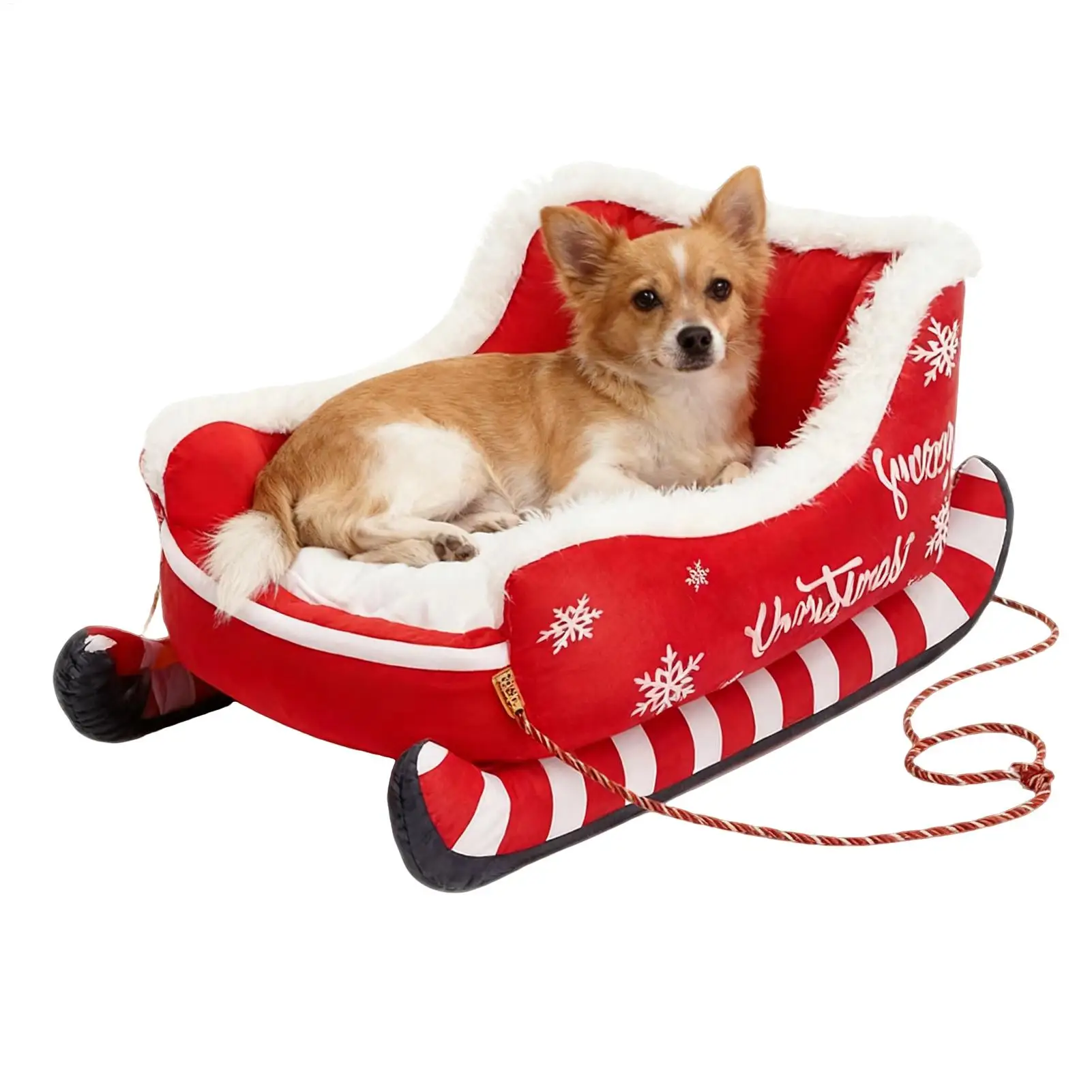 Weihnachten Katze Hund Bett Winter Warme Nicht-slip Basis Waschbar Abnehmbare Weihnachten Schlitten Geformt Haustier Haus Für Welpen Katze haustier Liefert