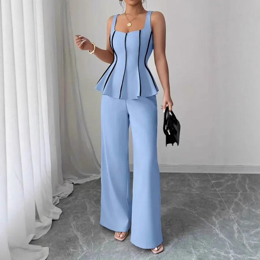 

2026 Solid Color Elegant Two-piece Set: Sexy Tube Top And Wide-leg Pants Outfit Dress Elegant Vestidos Y2k、 Outfits