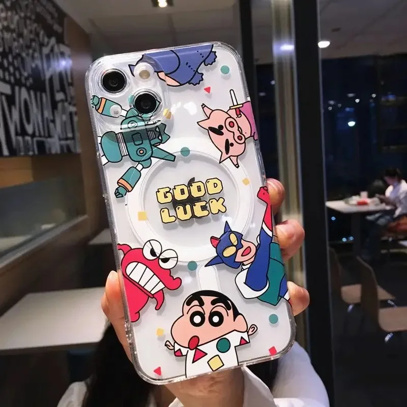 Anime Crayons Shin-chans Magsafe Magnetic Phone Case for Samsung Galaxy S24 S23 S22 S21 S20 FE Plus Ultra 5G Soft Clear Tpu image 5