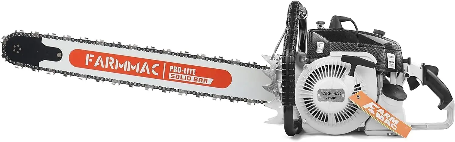 Farmmac F070W Gas Chainsaw With 42 Inch Alloy Solid Bar, 105Cc 2-Cycle Gasoline Power Chain Saws, 4.8Kw 6.5Hp Power Chain Saw