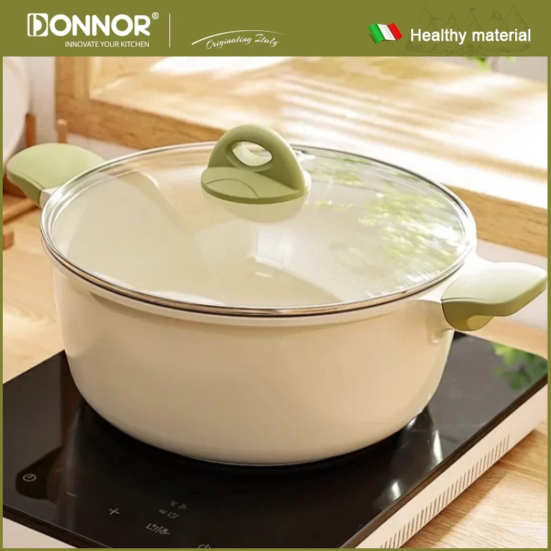 

DONNOR 24/28 см антипригарная кастрюля для супа, двойная утолщенная кастрюля для тушения ушей, кастрюля с крышкой, бытовая кастрюля для приготовления пищи, кухонные инструменты