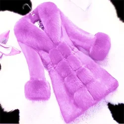 Women's Fur Coat Medium Length Imitation Mink Rabbit Fur Integrated Fashion Warm Jacket Middle aged Female Fur Jackets 5XL