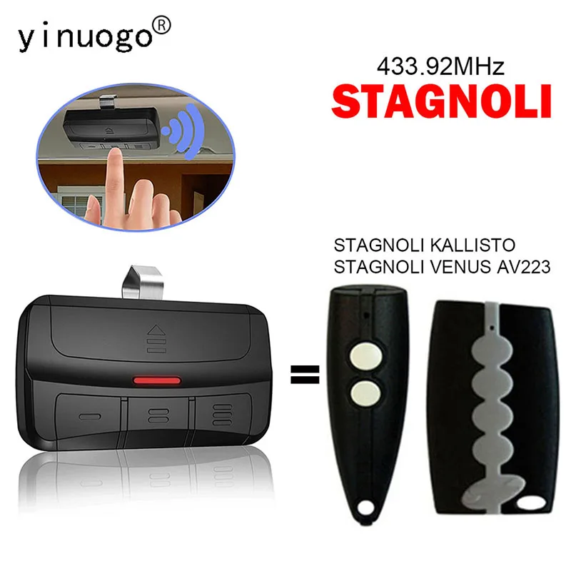 

Compatible With STAGNOLI Remote Control VENUS AV223 KALLISTO Garage Door Opener 3 Buttons 433.92MHz Rolling Code Transmitter Key