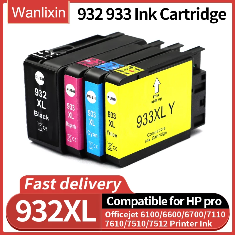 

1 компл. ~ 5 компл. 932XL 933XL картридж для HP932 HP933 Совместимый с принтером HP 932 933 Officejet 6100 6600 6700 7110 7610 7612