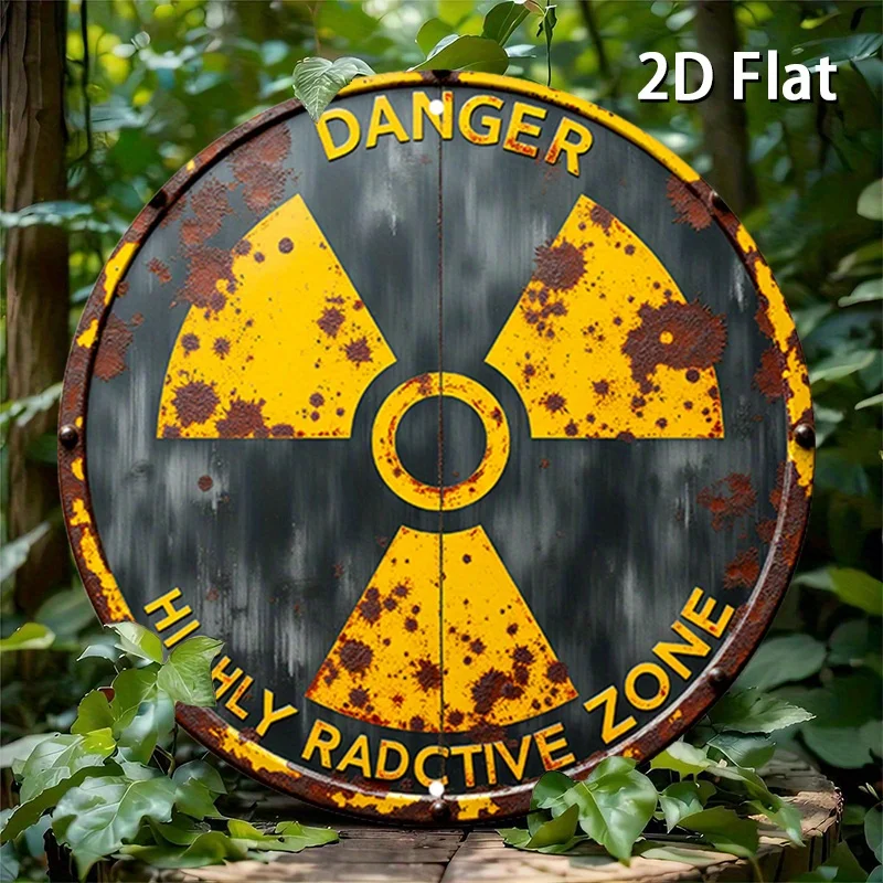 1pc Round Aluminum Danger Sign - Highly Radioactive Zone, 7.87