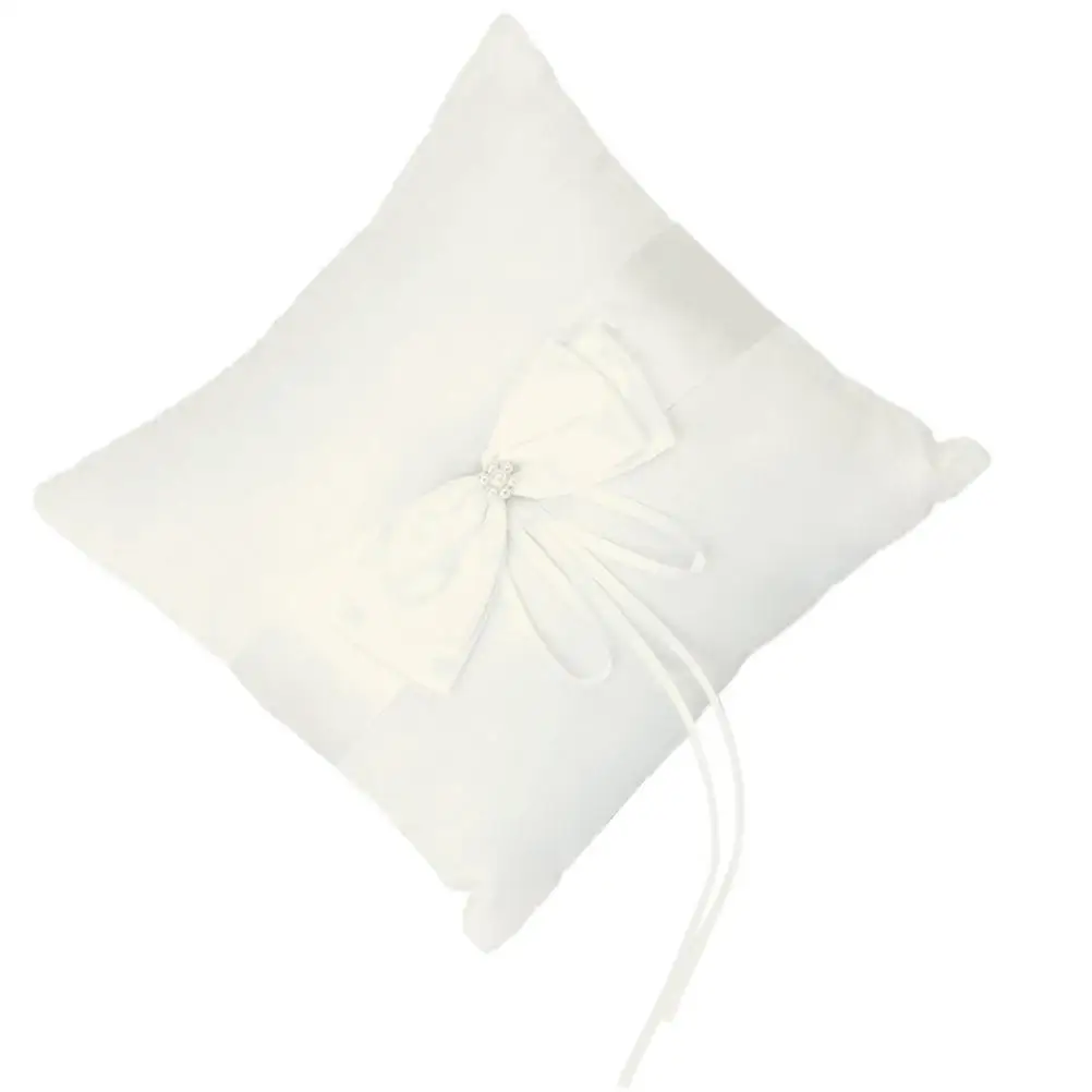 

Ivory Wedding Ring Pillow 10x10cm Bridal Decor Ring Bearer Pillow Satin Ribbon Pearl Flower Ceremony Accessory Party