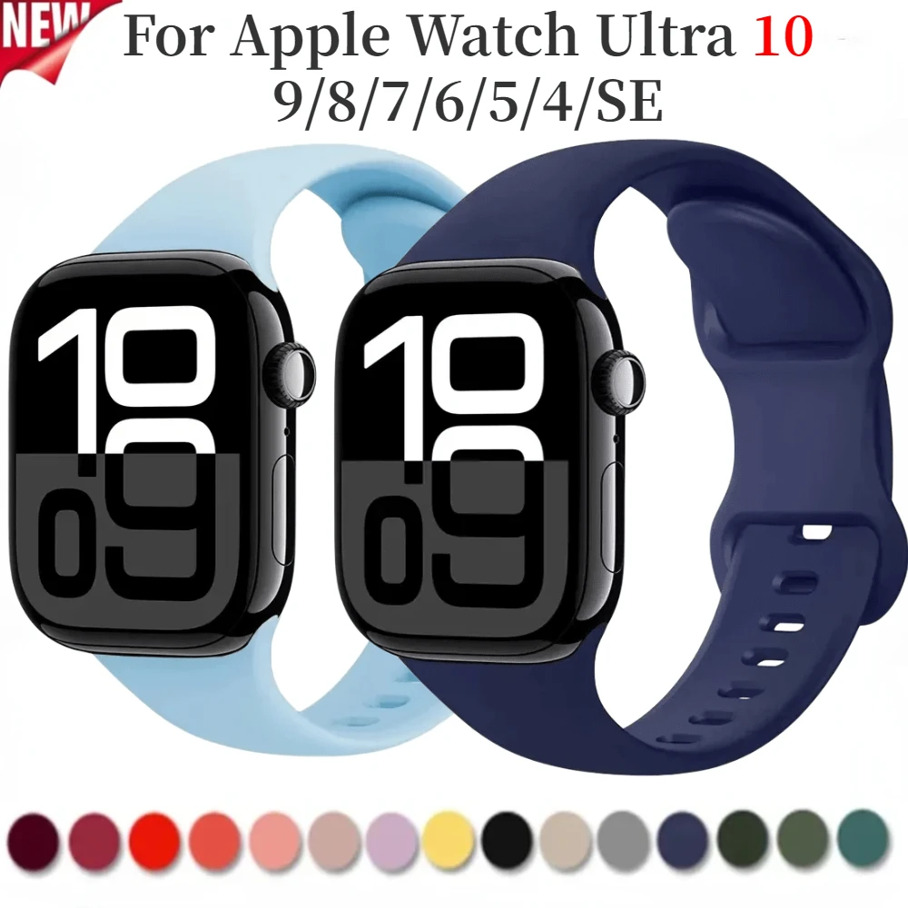 

Silicone Strap for Apple Watch Ultra/2 49mm Series 10 9 8 7 46mm 42mm 45mm 41mm Sport Wristband iWatch 6 5 4 SE 2 44mm 40mm Belt