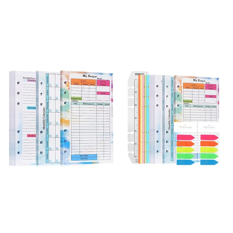 A6 Budget Planner Refill 82 Sheets Monthly Weekly Planner Notepad 6 Hole For A6 Binder Cover Save