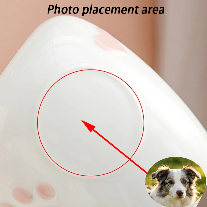 Urna ceramica para mascotas con fotos - recuerdo cenizas perros gatos