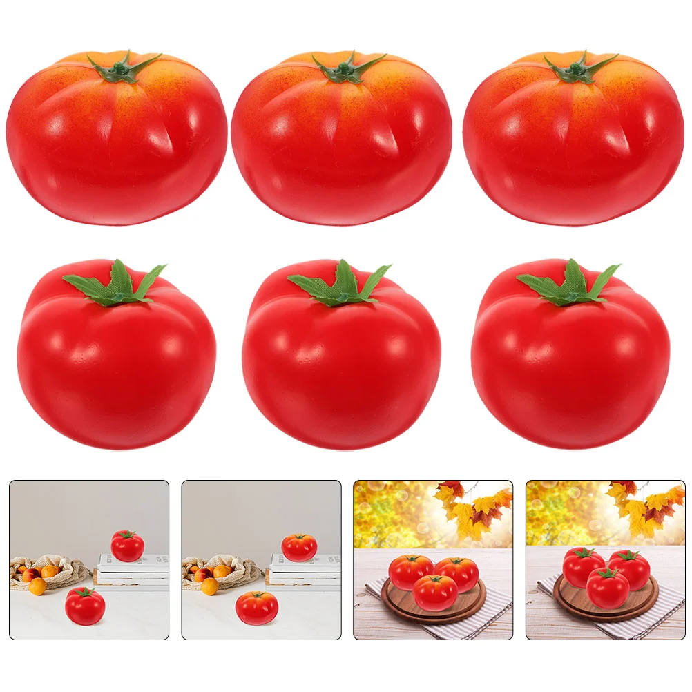 

6 Pcs Fake Tomato Imitation Green Decor Faux Greenery Vegetable Decorations Artificial Fruits Plastic Nurse