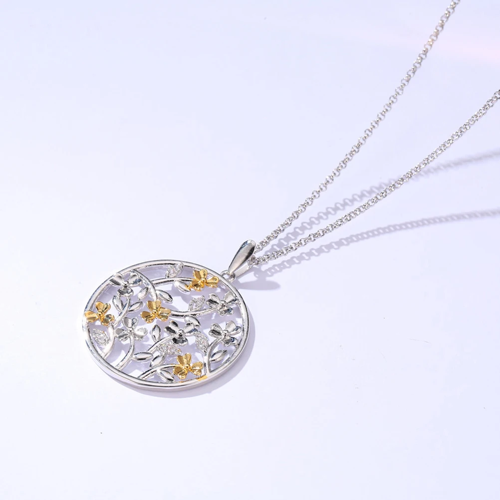 

1Pcs Life Tree Pendant Necklace Creative Two-Color Plant Design Adjustable Chain Suitable for Dance Cosplay Party Jewelry
