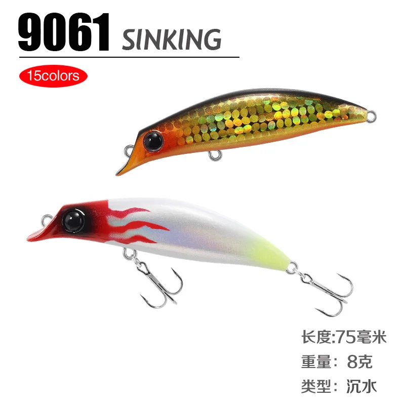 

Minnow Fishing Lure 7.5cm 8g Wobbler Long Cast Sinking Trolling Jerkbait Swimbait Artificial Hard Bait Trout Bass Bait