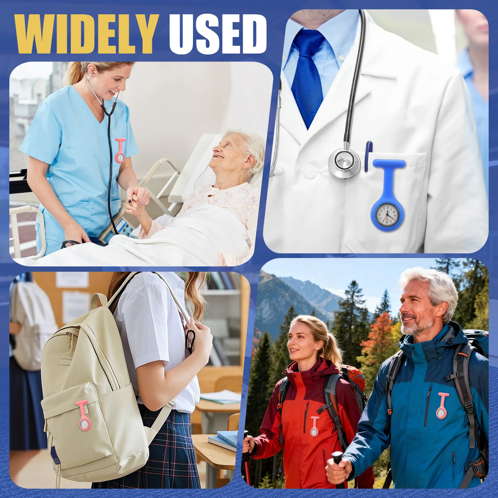 15 قطعة ساعة ممرضة قابلة للسحب كليب على فوب ساعة الطبيب الطبية معلقة بروش دبوس ساعة كوارتز مع اليد الثانية طبيب ممرضة هدية #6