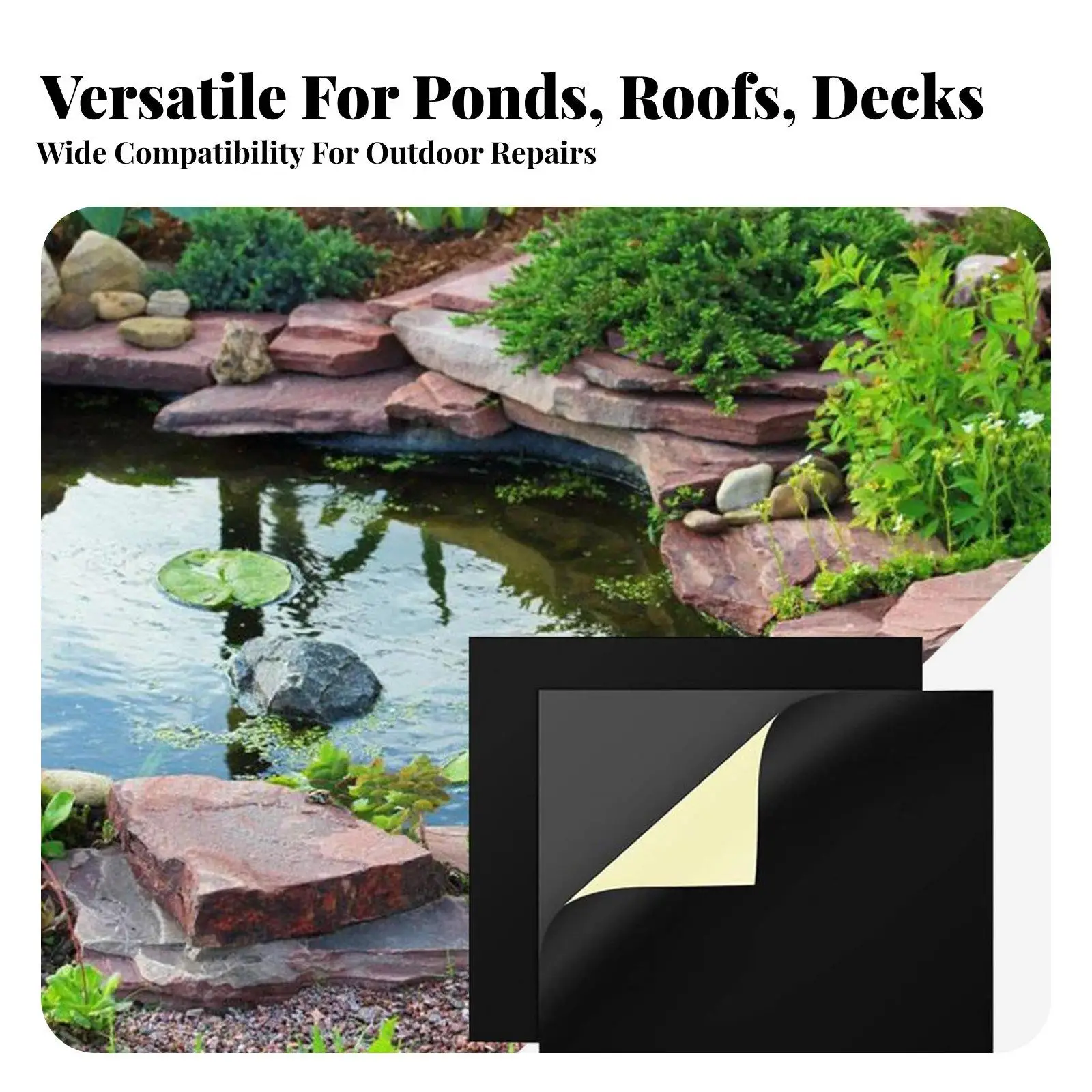 Waterproof Butyl Tape Pond Liner Patch Strong Adhesive Leak Repair Sheet Sealing Tape for Outdoor Garden Fish Pond Liner