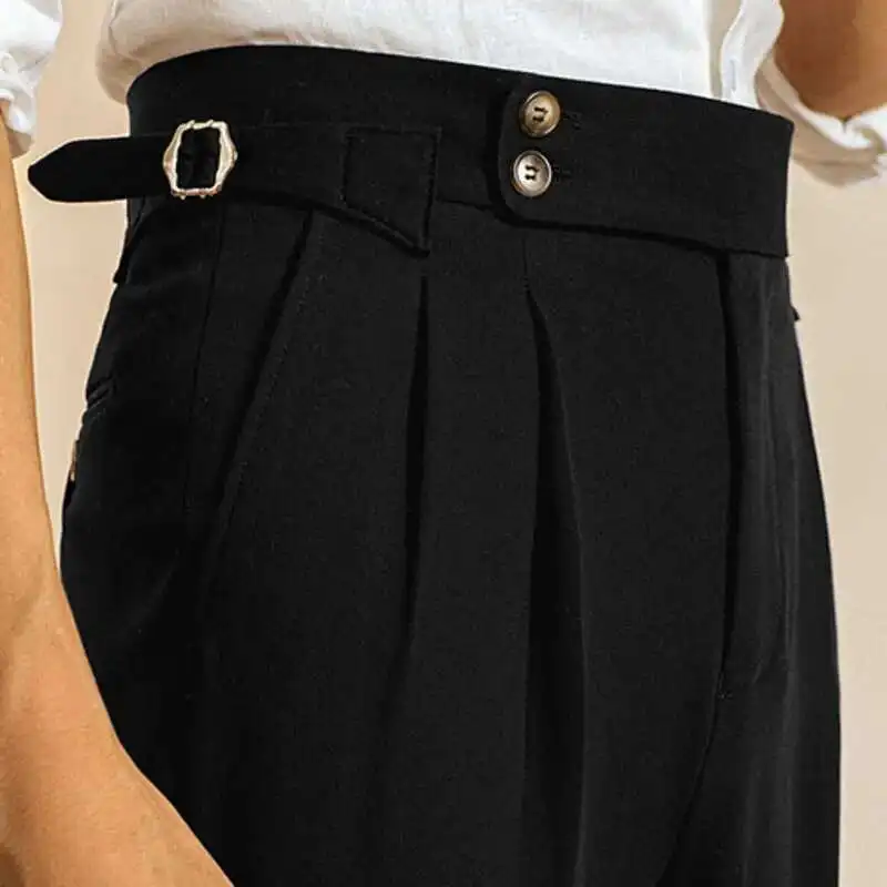 High Quality Trousers Pant For Man  Black Apricot Office Trouser Men Business Casual Pant British Social Club Outfits