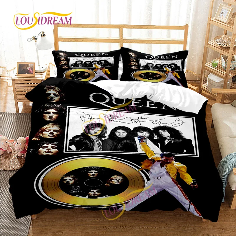 Customizable Freddie Mercury 3D Printed Bedding set duvet set King size double Bed Full size Music Queen Band Sheet set