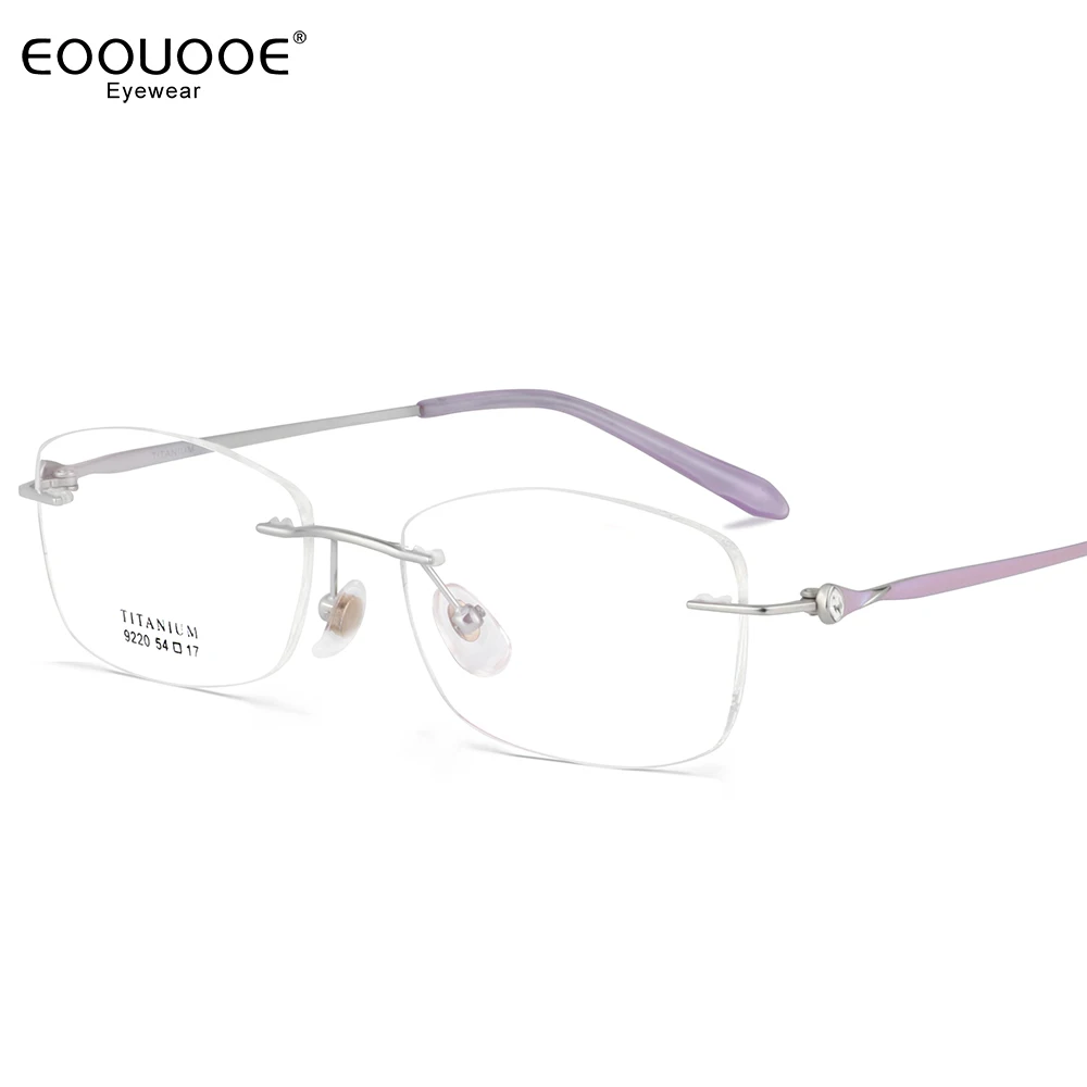 

54mm Women Titanium Eyeglasses High-Quality Rimless Myopia Glasses Frame Optics Prescription Lens Reading Eyewear