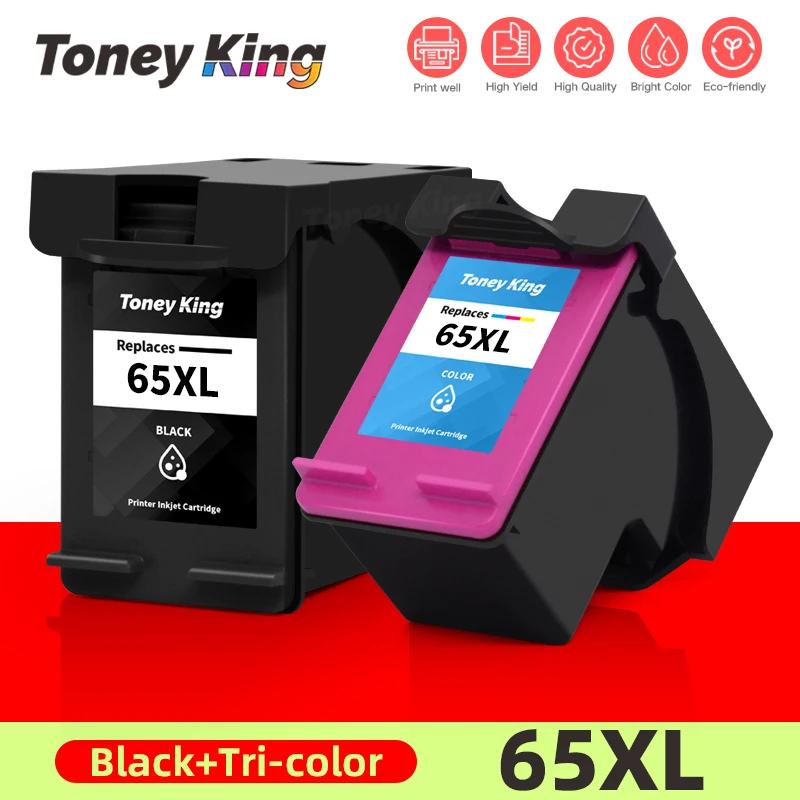 TONEY KING Ink Cartridge For HP 65XL For HP65 Deskjet 2620 2621 2622 2623 2624 2625 Envy 5010 5020 5030 5032 5034 5052 5055