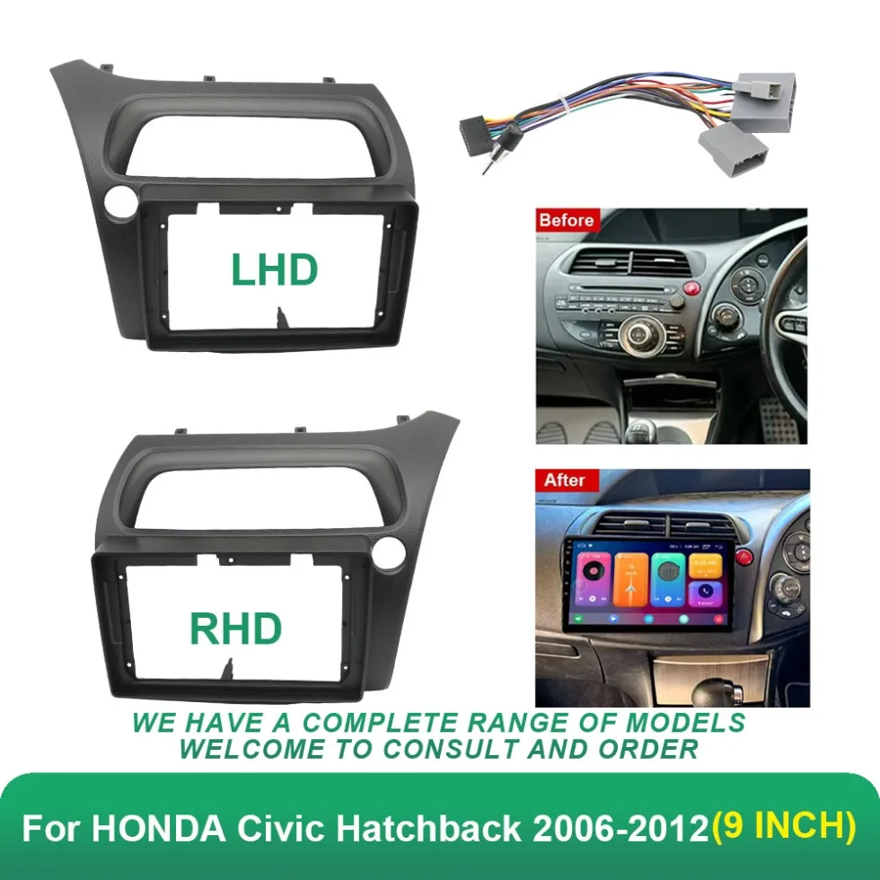 

9 Inch Android Car Radio Fascias For HONDA Civic Hatchback 2006-2012 Stereo Player Frame 2DIN Head Unit Dash Panel Installation