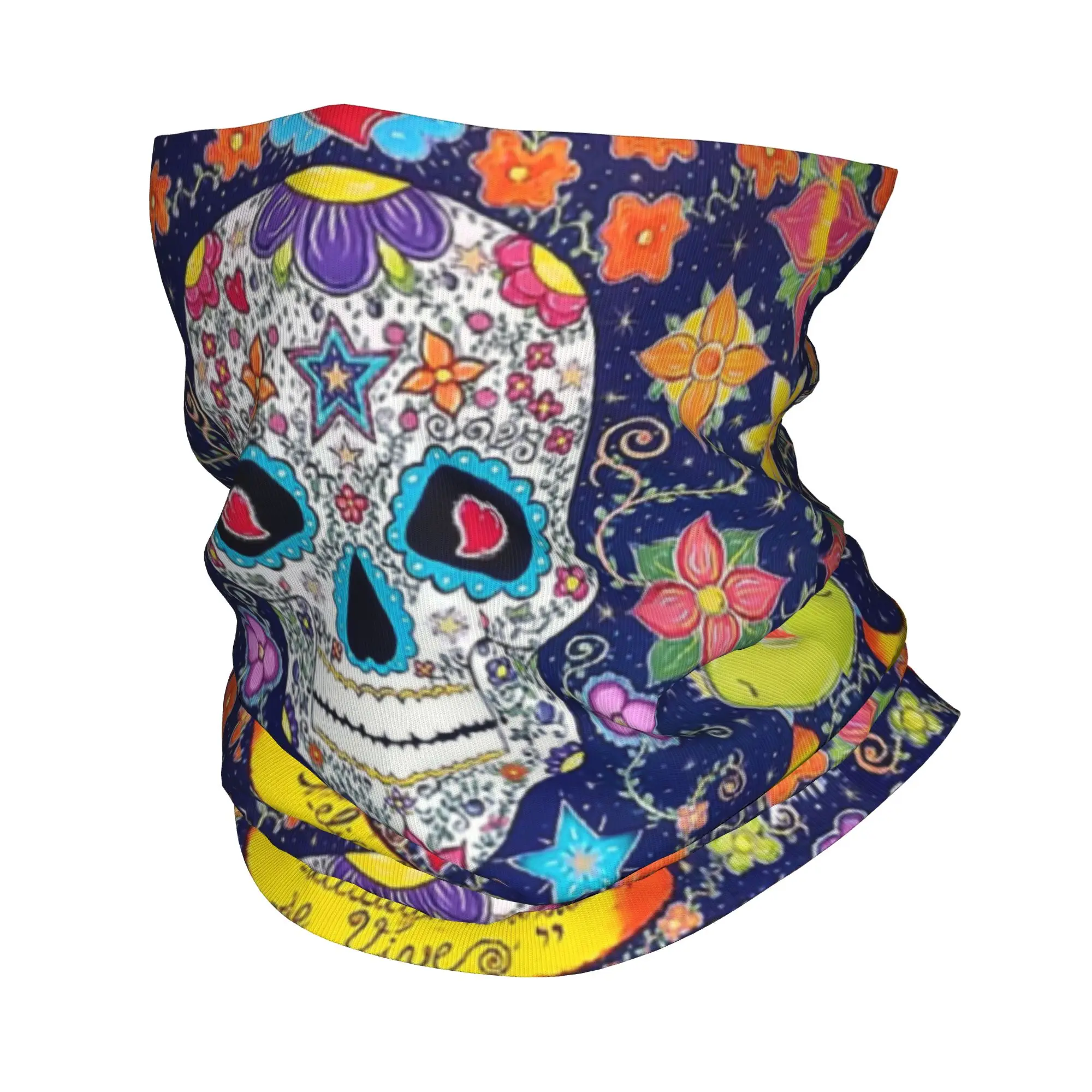 Custom La Calavera Catrina Pattern Bandana Neck Gaiter for Hiking Hunting Women Men Wrap Scarf Mexican Skull Balaclava Warmer