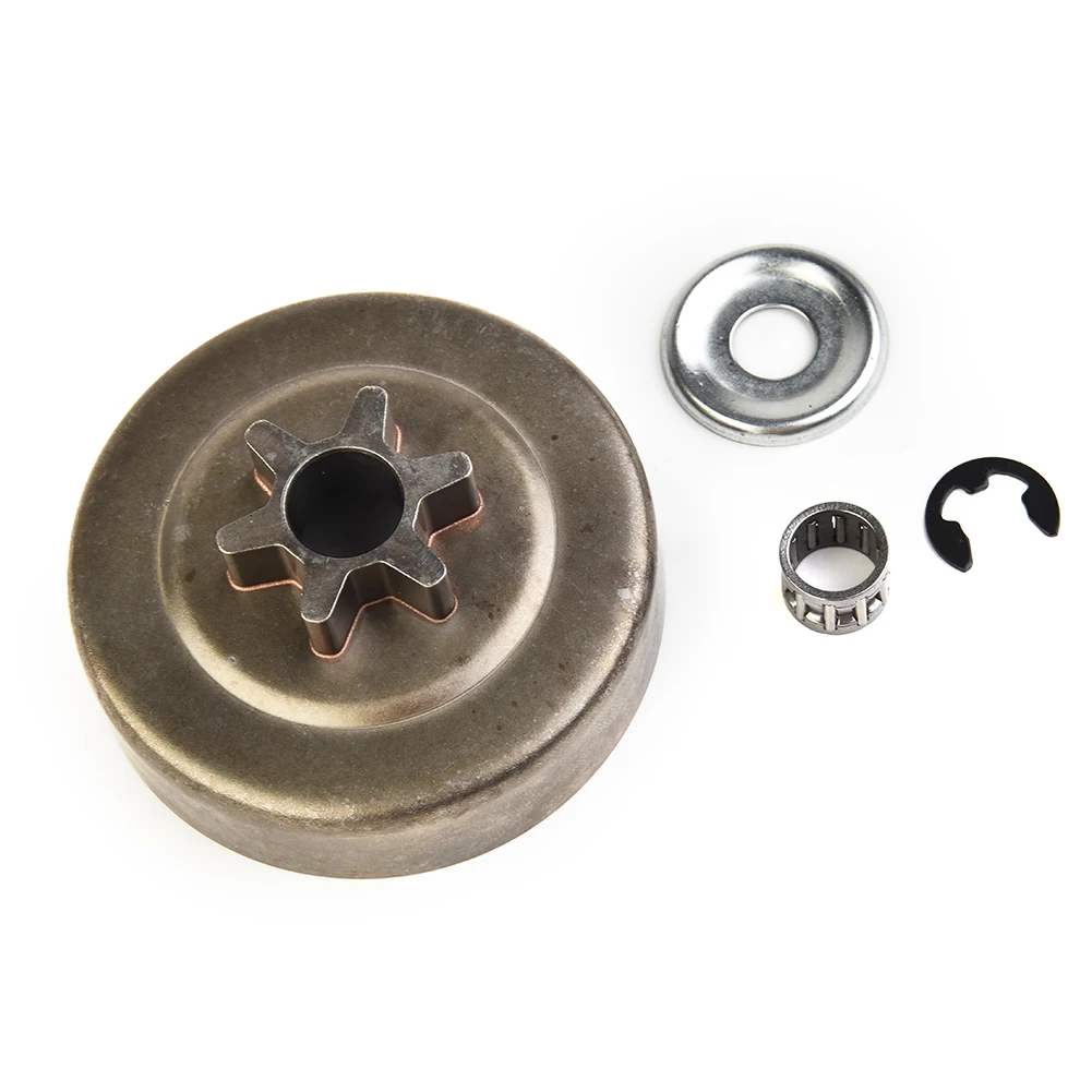 Clutch Drum Sprocket Assembly with 3/8 6-Tooth Sprocket Washer E-Clip and 10x12x10mm Needle Bearing for MS170 MS180