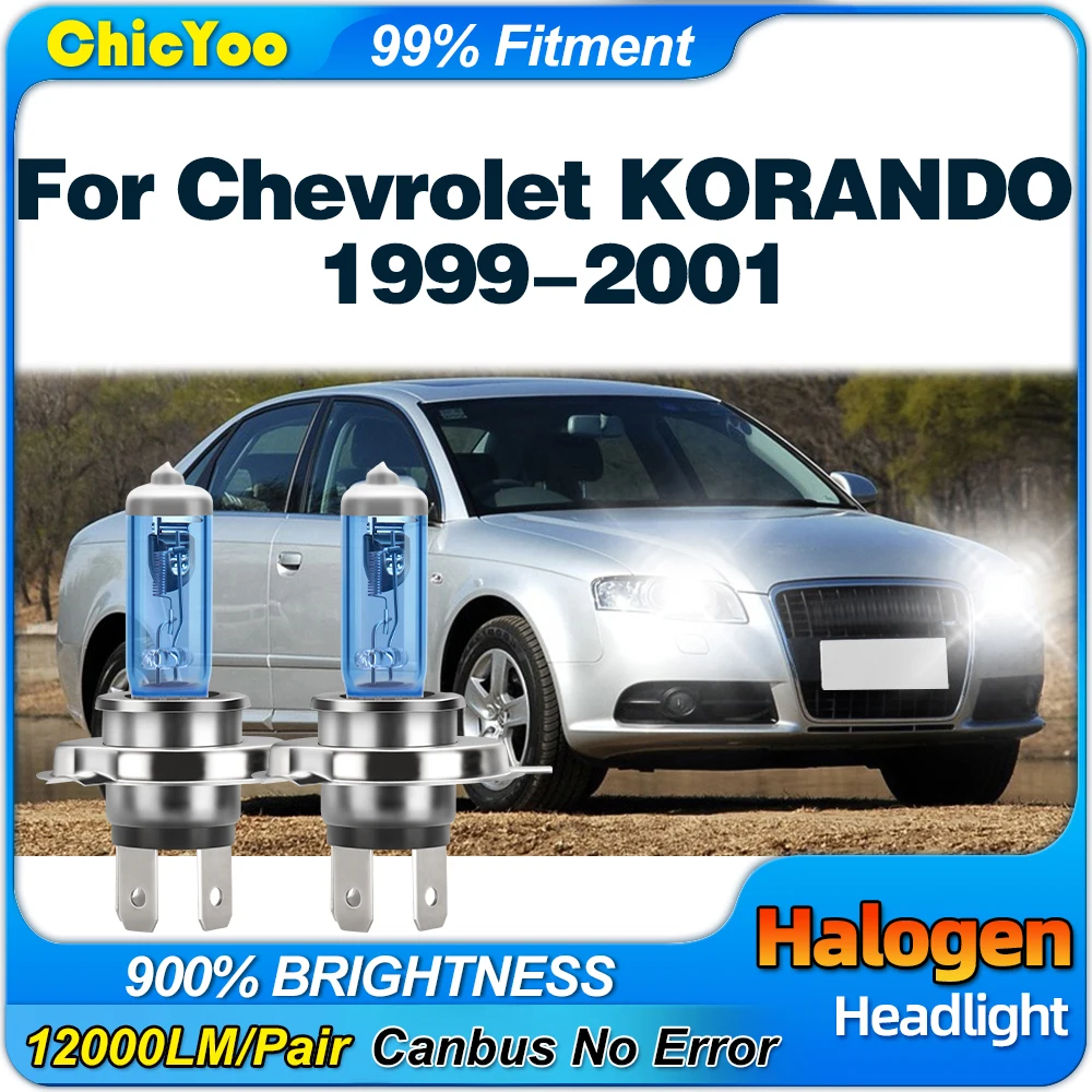 

100W Halogen Headlights Bulbs 12000LM Super Bright Car Lights 12V 6000K Plug And Play For Chevrolet KORANDO 1999 2000 2001