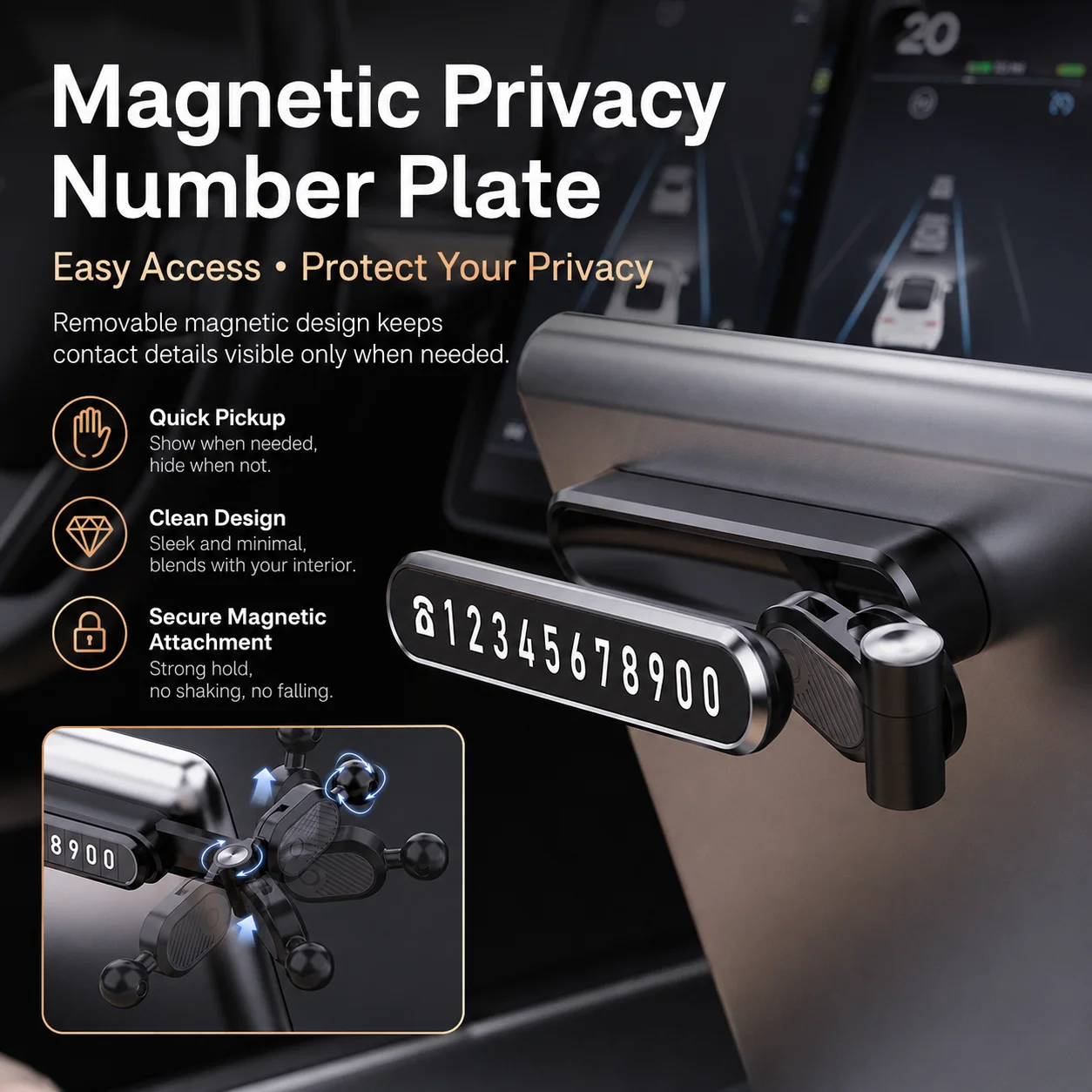 For Tesla Model 3 Model Y Car Phone Holder MagSafe Magnetic Mount 2020-2024 Floating Screen Mount Anti-Shake GPS Bracke