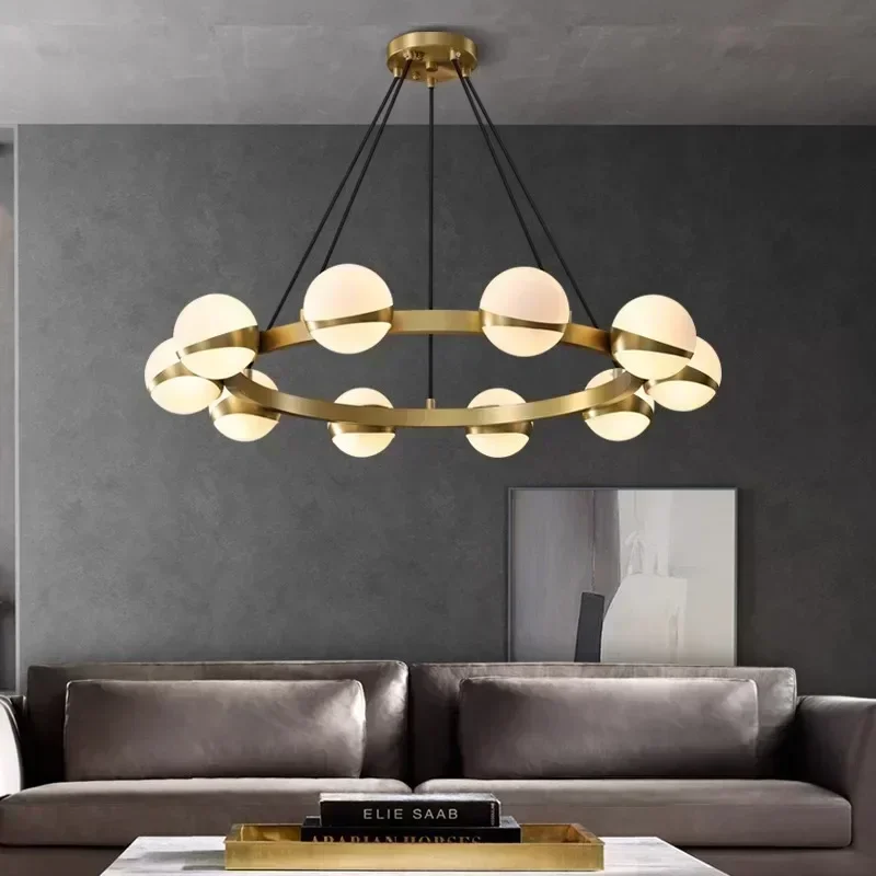 

Nordic Minimalist Round Pendant Lamp Acrylic Gold G9 for Restaurant Living Room Bedroom Chandelier Home Decor Lighting Fixture