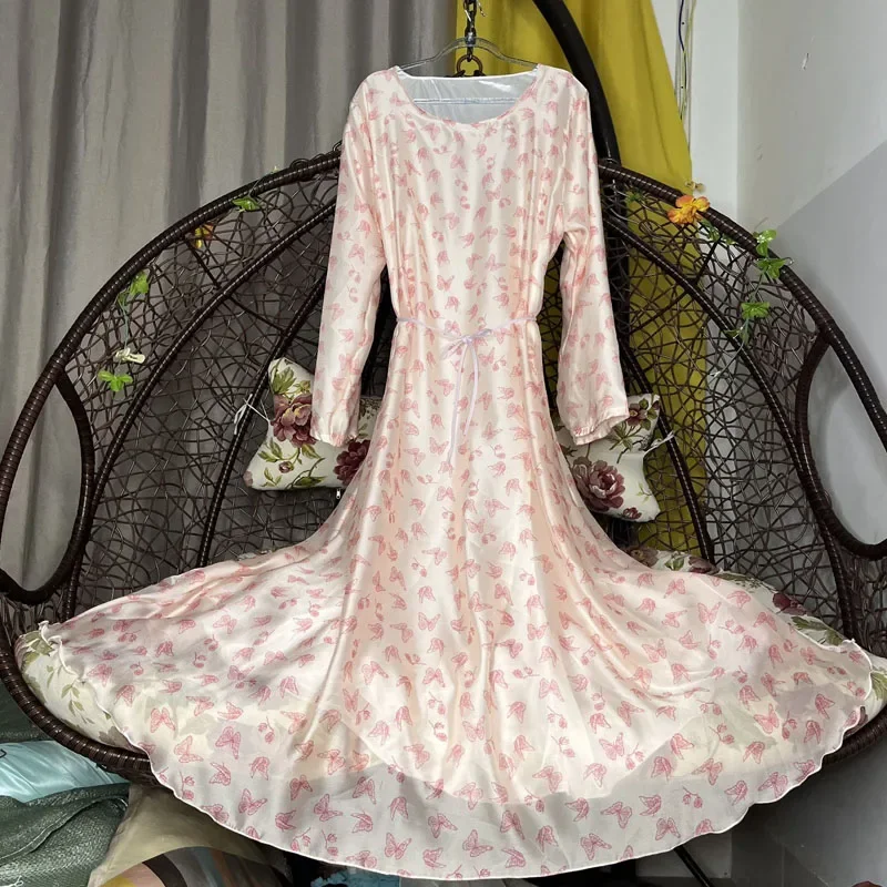 

Мужское сексуальное платье из ледяного шелка, танцевальный костюм с принтом, глянцевое длинное платье, женский атласный халат для наряда, фестивальная концертная пара, большие размеры