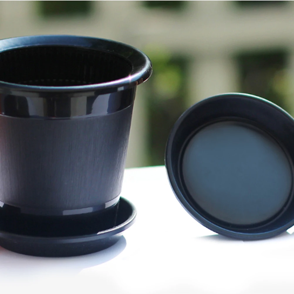 

10pcs Plastic Flowerpot Drip Tray Plant Pot Saucer For Succulent Bonsai Garden Balcony 6.8Cm Diameter Black Sturdy Handle Wide