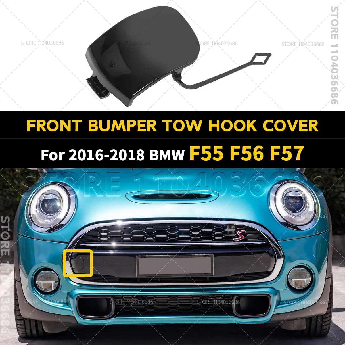 51117337796 Front Bumper Tow Hook Cover Cap Towing Eye for Mini Cooper S F55 F56 F57 Accessories 2016 2017 2018 Right Side