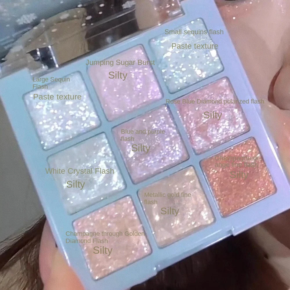 패션 스노우플레이크 나인 컬러 카페인 아이섀도우 브라이트 펄 홀리데이 메이크업 여성 소녀 쉐이딩 파우더 쉬머 글리터 하이라이트