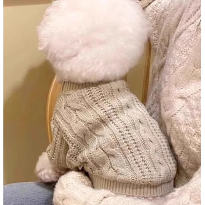 Fashion Winter Warm Puppy Clothes Solid Color Knitted Dog Sweater Teddy Bichon French Bulldog Coat Small Dog Cat Dog Clothing