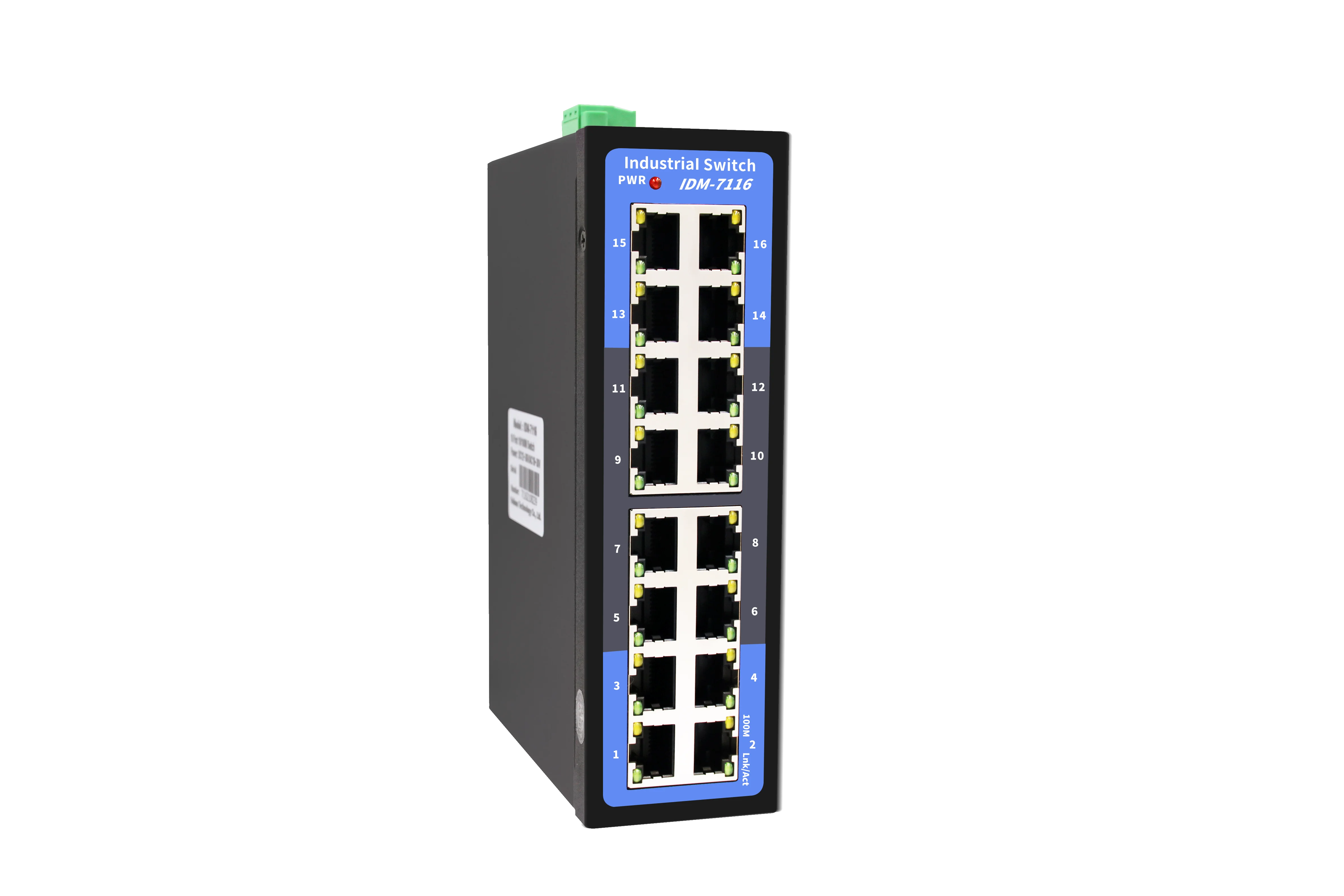 IDM-7116 Industrial 16 Port 100M Ethernet Switch Non Managed Din-Rail 24V Working at -20 to70 °C