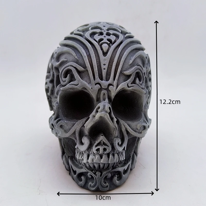 Large exquisite relief pattern skull silicone mold DIY candle resin gypsum silicone mold Halloween decoration tool