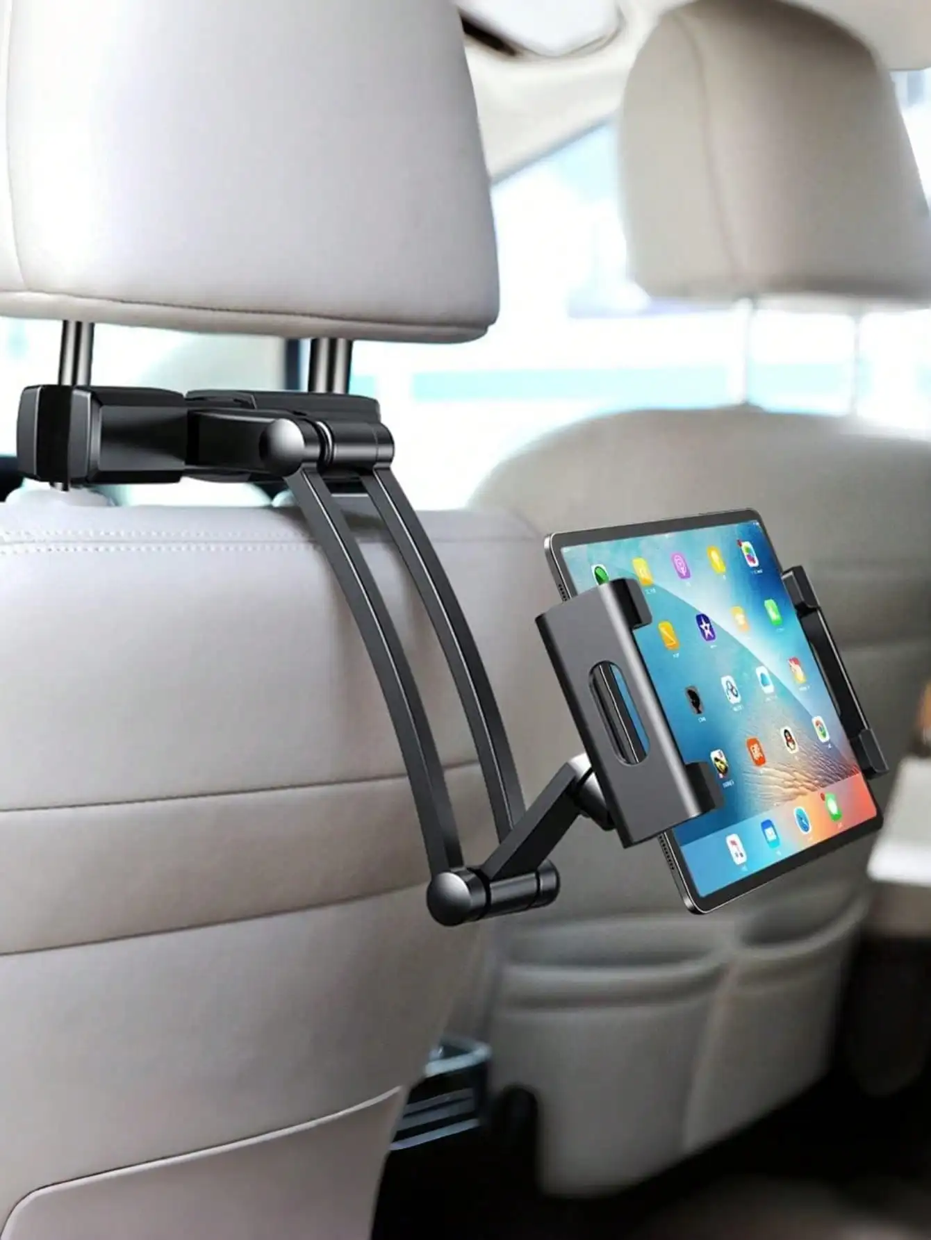 

Крепление на подголовник автомобиля для задних сидений — регулируемый телескопический держатель для планшета, 360° ° Вращающийся, зажимной дизайн, универсальная посадка