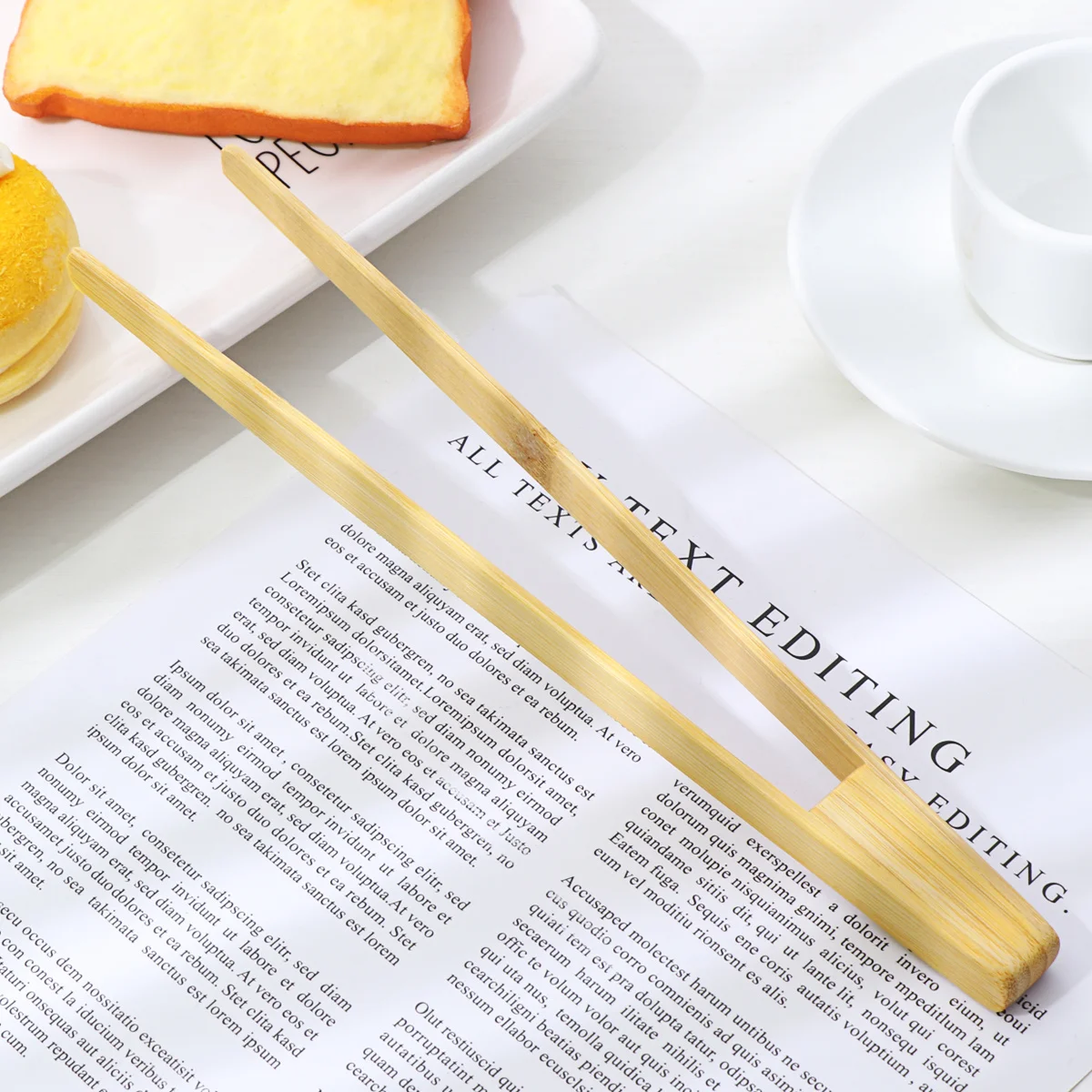 

Bamboo Kitchen Toaster Tongs Long Heat Resistant Easy Grip Cooking Serving Tongs for Toast Bread Baking Grilling