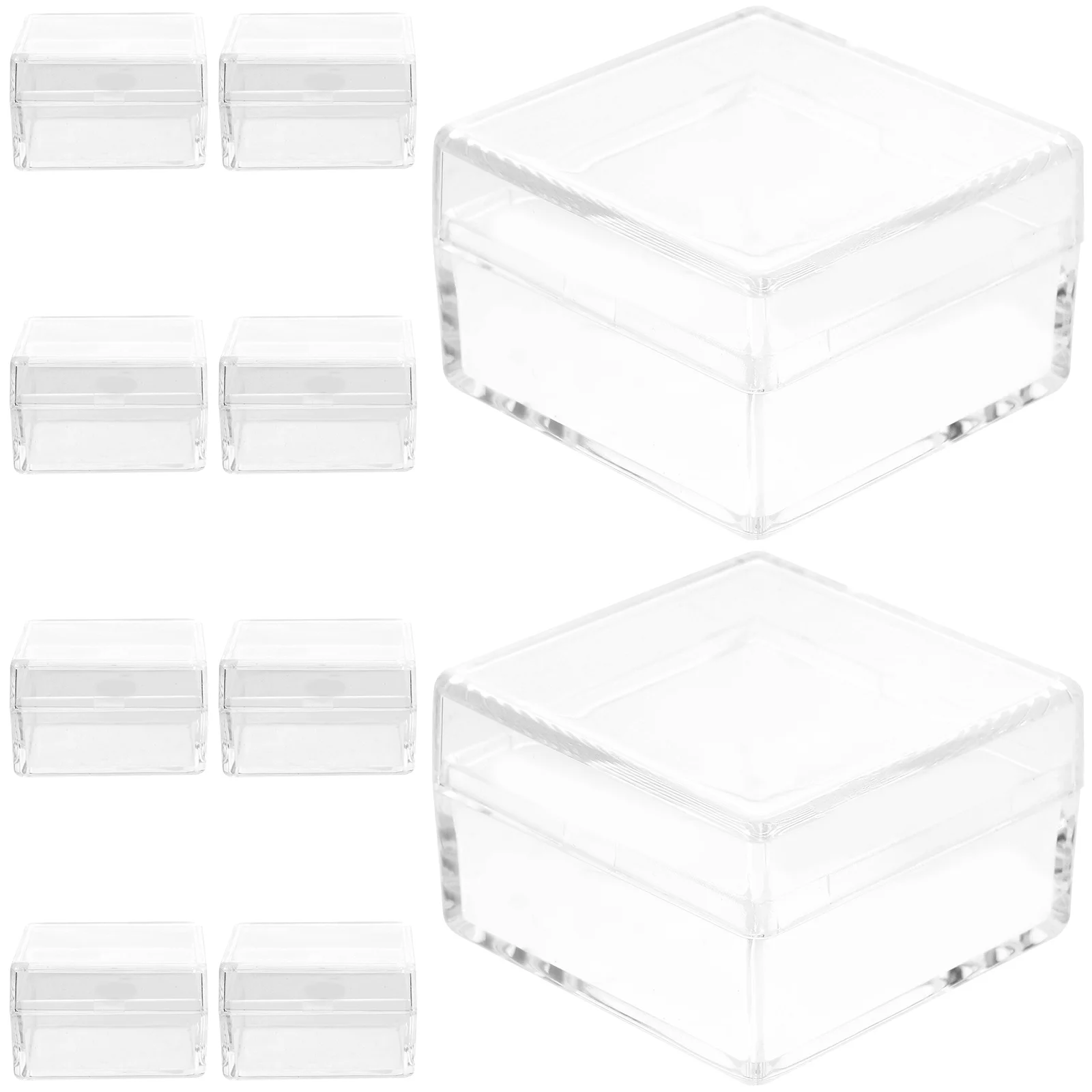 

10pcs Clear Storage Boxes Transparent Display Cases Specimen Containers Plastic Bins for Jewelry Exhibits Small Items