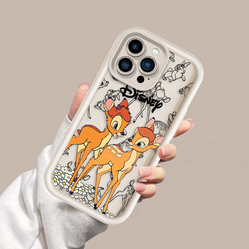 Cute Disney Bambi For Apple iPhone 15 14 13 12 11 Mini XS XR X 8 7 Pro Max Plus Soft Eye Ladder Phone Case