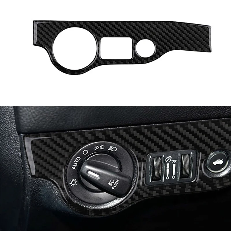 

Carbon Fiber Car Headlight Switch Panel Sticker Decal Interior Trim Cover for Dodge Challenger 2015-2021 Accessories