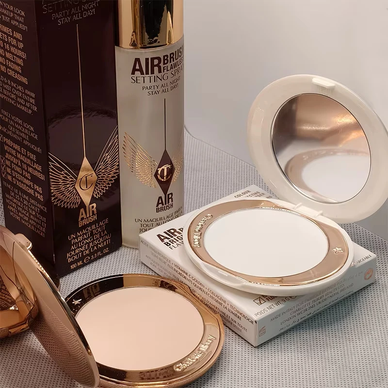 Charlotte Tilbury Airbrush Powder Pore Blurring&Cheek Chic Blush Silky Radiant&Lipstick Liner Set Velvety Long Lasting Makeup - view 3