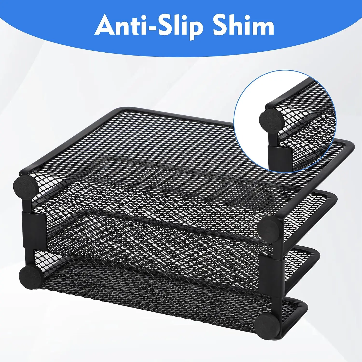 Desk Mail Organizer, 2 Pack, Metal Mesh, 3 Vertical Compartments, Black, Office Paper Sorter view 4