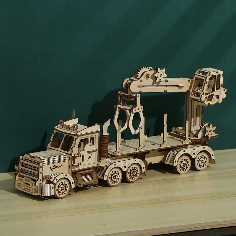 Wooden Truck Crane Model Puzzle Kit 3D Puzzle Children\'s Handmade Toy Christmas Gift Home Decor Model Jigsaw Puzzle for Adult