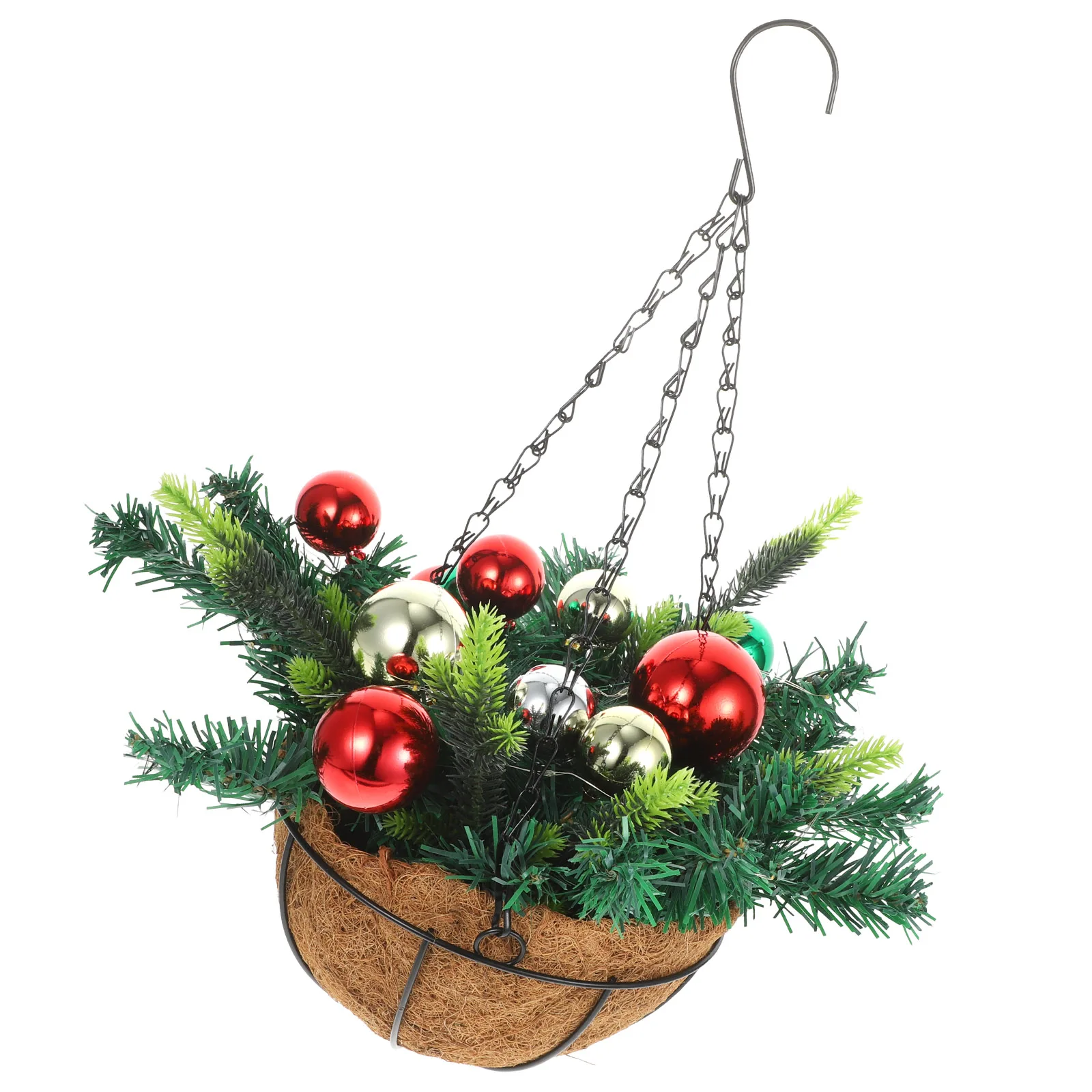 

Glowing Flower Basket Festival Scene Pendant Hanging Unique Artificial Flowers Plants Iron Decoration